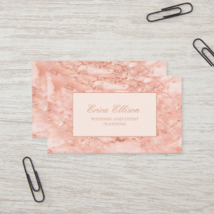 Elegante Roze Gouden Marmer Trouwplanner Visitekaartje