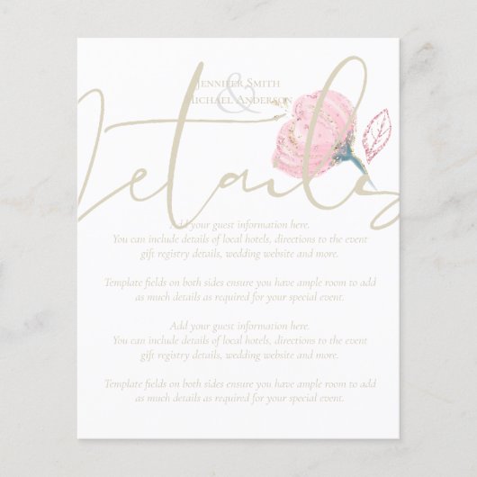 Elegante Roze Gouden Moderne Trouw Bruiloft (Voorkant)