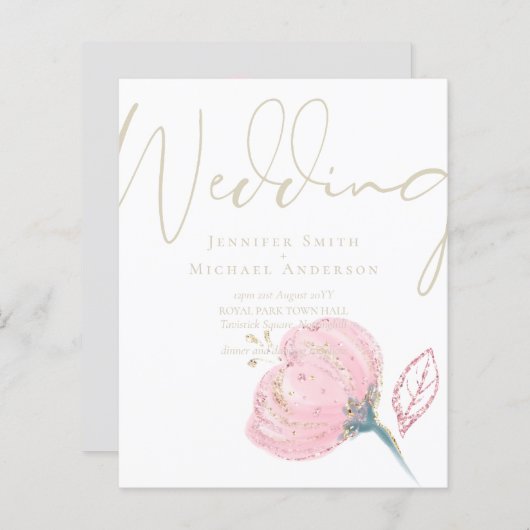 Elegante Roze Gouden Moderne Trouw Bruiloft (Voorkant / Achterkant)