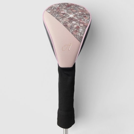 Elegante roze gouden monogram knoop golfheadcover (Voorkant)