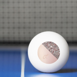 Elegante Roze Gouden Monogram Ping Pong Bal Pingpongballen