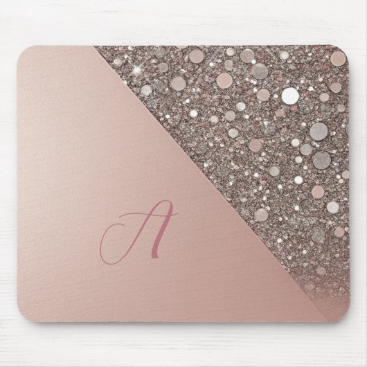 Elegante Roze Gouden Monogram Planner Muismat (Voorkant)