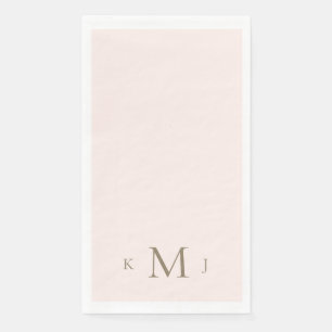 Elegante Roze & Gouden Monogram Trouw Servet