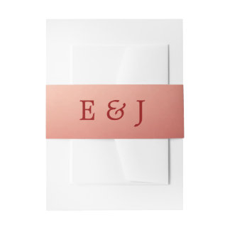 Elegante roze gouden monogram trouwuitnodiging bel uitnodigingen wikkel