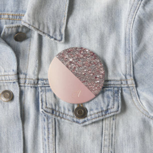 Elegante roze gouden monogramknop ronde button 7,6 cm