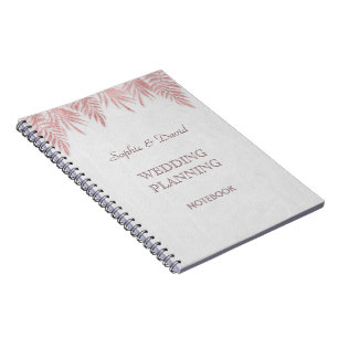 Elegante roze gouden palmbladeren trouw planner notitieboek