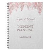 Elegante roze gouden palmbladeren trouw planner notitieboek (Voorkant)