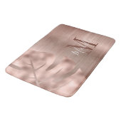 Elegante roze gouden palmbladmonogram badmat (Gekanteld)