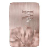 Elegante roze gouden palmbladmonogram badmat (Voorkant Verticaal)
