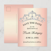 Elegante Roze Gouden Quinceanera Save The Date Briefkaart (Voorkant / Achterkant)