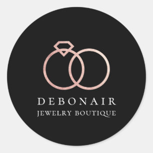 Elegante Roze Gouden Ring Logo Gepersonaliseerd Ronde Sticker