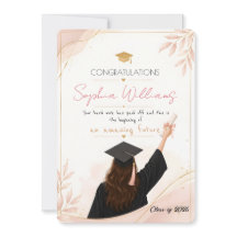 Elegante roze gouden & roze bloemen afstudeerkaart