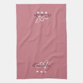 Elegante Roze Gouden Script Naam Monogram Meisjesa Theedoek (Verticaal)
