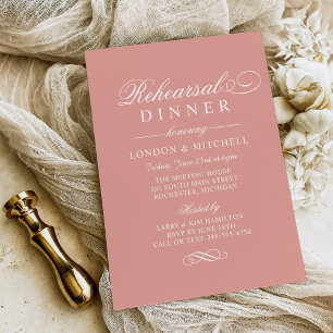 Elegante roze gouden script repetitiediner kaart