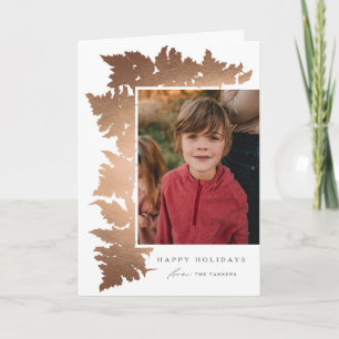 Elegante Roze Gouden Slinger 2 Foto Kerstmis Feestdagen Kaart