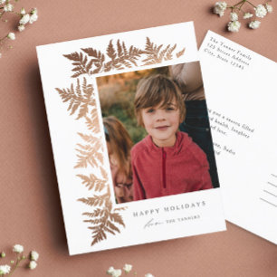 Elegante Roze Gouden Slinger 2 Foto Kerstmis Feestdagenkaart