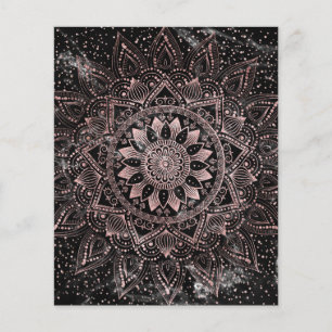 Elegante Roze Gouden Stippen Mandala Marmer Flyer