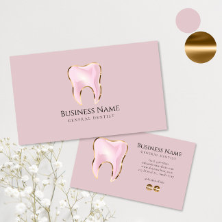 Elegante Roze & Gouden Tandartskaart Sjabloon Visitekaartje