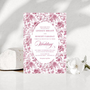 Elegante roze gouden toile roos patroon trouw boho kaart