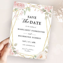Elegante Roze & Gouden Trouw Save The Date