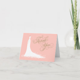 Elegante Roze Gouden Trouwjurk Bruidsdouche Bedankkaart