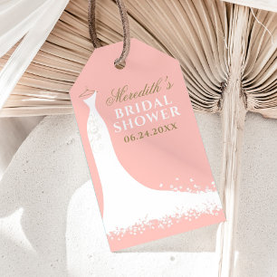 Elegante Roze Gouden Trouwjurk Bruiloft Favor Cadeaulabel