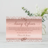 Elegante roze gouden trouwplannen gewijzigd aankondiging (Staand voorkant)