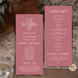 Elegante Roze Gouden Typografie Huwelijksprogramma Programma