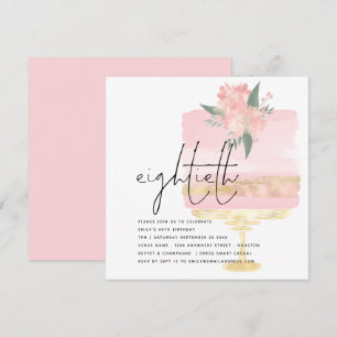 Elegante Roze Gouden Verjaardagstaart 80ste Partij Kaart