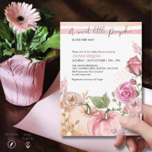Elegante Roze & Gouden Waterverf Pompoen Baby Show