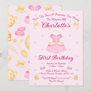 Elegante Roze & Gouden Waterverf Prinsessen Thee P Kaart