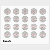 Elegante Roze Grijze Damast Stickers (Vel)