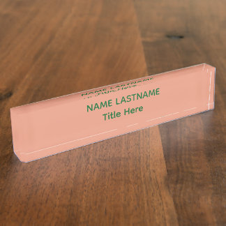 Elegante roze & groene aangepaste naam naambordje