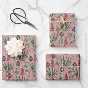 Elegante roze & groene bloem patroon Bloemen Inpakpapier Vel