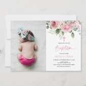 Elegante Roze Groene Bloemen Custom Afbeelding Doo Kaart (Voorkant)