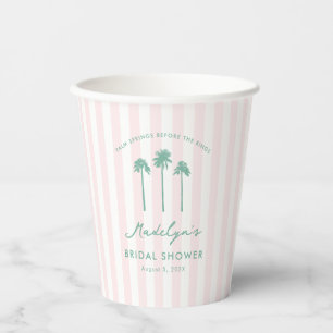Elegante Roze Groene Palm Springs Bruidsuitnodigin Papieren Bekers