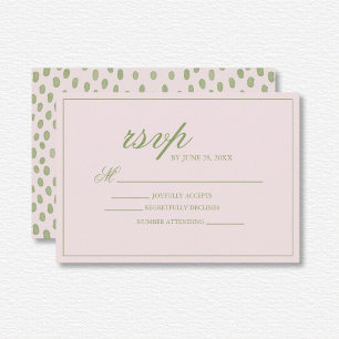 Elegante roze groene Stippen bruiloft RSVP Kaartje