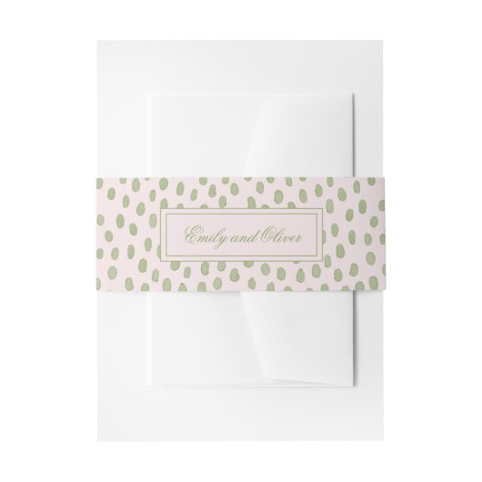 Elegante roze groene Stippen bruiloft Uitnodigingen Wikkel (Voorkant Voorbeeld)