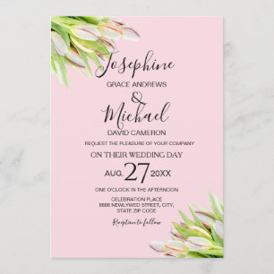 Elegante roze groene tulp zomerbruiloft kaart