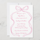 Elegante Roze Hand getrokken Coquette Bow Baby sho Kaart (Voorkant)