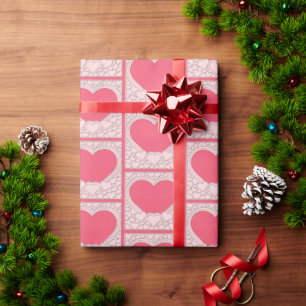 Elegante Roze Hart Gelukkige Valentijnsdag Stijlvo Cadeaupapier