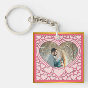 Elegante Roze Hart Gelukkige Valentijnsdag Stijlvo Sleutelhanger