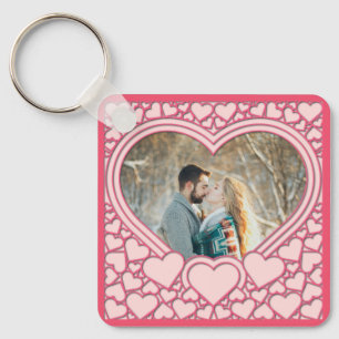 Elegante Roze Hart Gelukkige Valentijnsdag Stijlvo Sleutelhanger