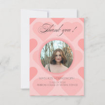 Elegante roze harten afstudeer bedankt