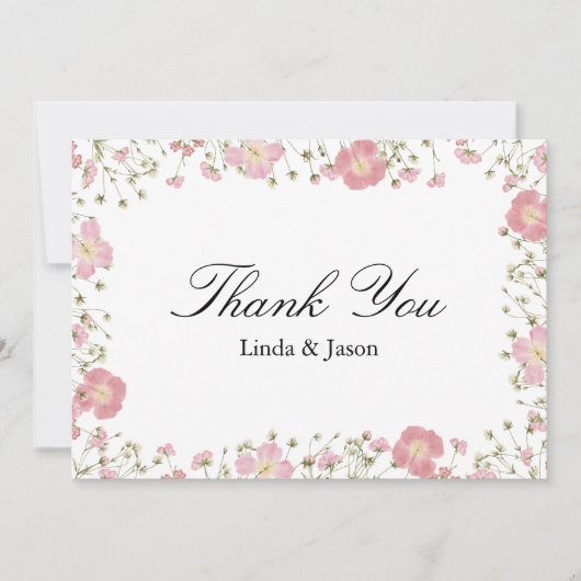 Elegante roze herfstbruiloft bedankkaart kaart (Voorkant)