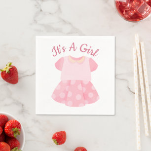 Elegante Roze Het Is Een Meisje Baby Shower Servet