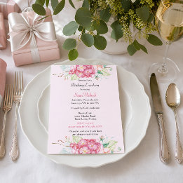 Elegante Roze Hydrangea Bloemrijke Verjaardag Kaart
