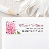 Elegante roze Hydrangea Eucalyptus retouradres Etiket (Insitu)