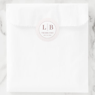 Elegante Roze Initialen Ronde Sticker