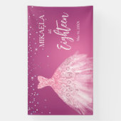 Elegante roze jurk glitter 18e verjaardag spandoek (Verticaal)